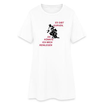 Es gibt Kurven - Frauen T-Shirt-Kleid - Weiß - Vorne