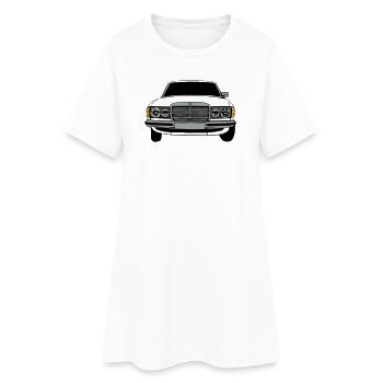 MB W123 Youngtimer Oldtimer,70er,80er (25) - Frauen T-Shirt-Kleid - Weiß - Vorne
