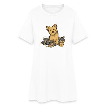 Terrier Family Trio with Pups - Women’s T-Shirt Dress - white - Front