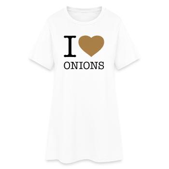 J’AIME LES OIGNONS Zwiebeln - Robe T-shirt Femme - blanc - Devant
