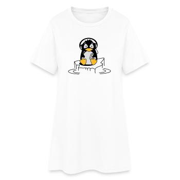Penguin est à l'écoute de la musique - Robe T-shirt Femme - blanc - Devant