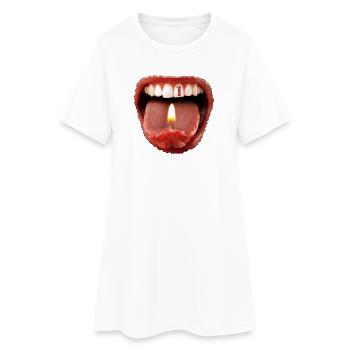 Date de naissance 1 - langue dents - Robe T-shirt Femme - blanc - Devant