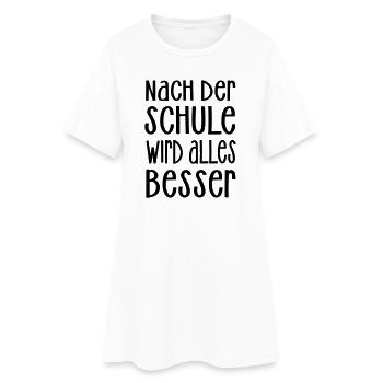 nach der Schule - Frauen T-Shirt-Kleid - Weiß - Vorne