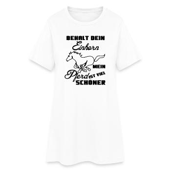 Pferd vs Einhorn Geschenk Tier lustig Spruch - Frauen T-Shirt-Kleid - Weiß - Vorne