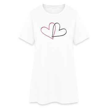 Coeur coeur idée cadeau look partenaire - Robe T-shirt Femme - blanc - Devant