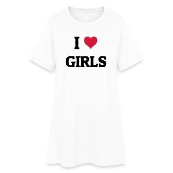 I love Girls - Frauen T-Shirt-Kleid - Weiß - Vorne