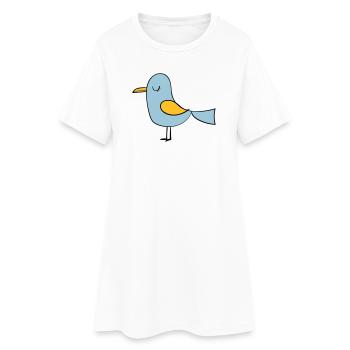 Vogel - Frauen T-Shirt-Kleid - Weiß - Vorne