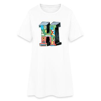 Buchstabe H - Frauen T-Shirt-Kleid - Weiß - Vorne