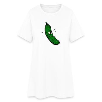 Grinsende Gurke Cartoon - Frauen T-Shirt-Kleid - Weiß - Vorne