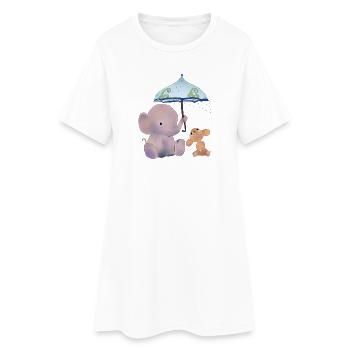 Maus und Elefant - Frauen T-Shirt-Kleid - Weiß - Vorne