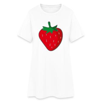 Erdbeere - Frauen T-Shirt-Kleid - Weiß - Vorne