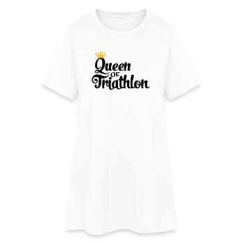 Queen of Triathlon - Frauen T-Shirt-Kleid - Weiß - Vorne
