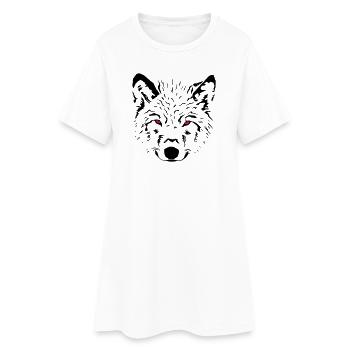 Wolf - Frauen T-Shirt-Kleid - Weiß - Vorne