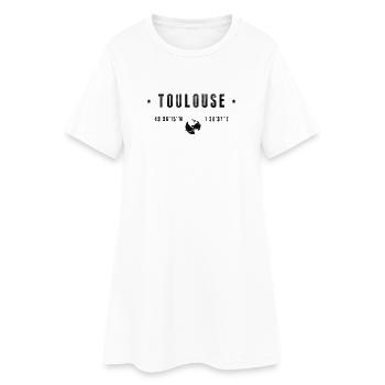 Toulouse Coordonnées Géographiques Stylisées - Robe T-shirt Femme - blanc - Devant