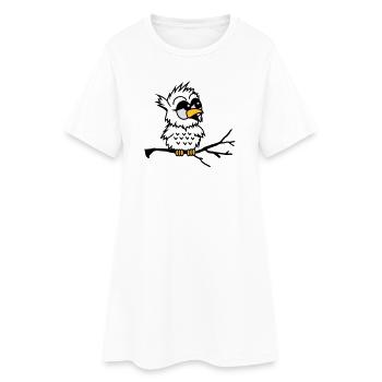 Un hibou petit bébé assis sur une branche - Robe T-shirt Femme - blanc - Devant