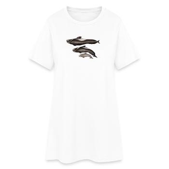 Grindwal - gerippte - globicéphale - Frauen T-Shirt-Kleid - Weiß - Vorne