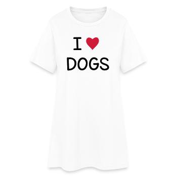 J'adore les chiens I Idée cadeau - Robe T-shirt Femme - blanc - Devant