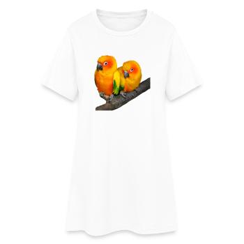 Vögel - Frauen T-Shirt-Kleid - Weiß - Vorne