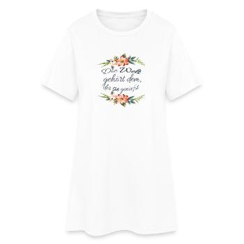 Die Welt gehört dem, der sie genießt - Valentine - Frauen T-Shirt-Kleid - Weiß - Vorne
