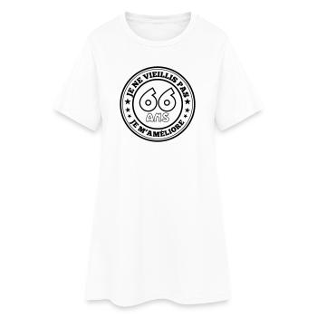 66 ans je ne vieillis pas je m'améliore - Robe T-shirt Femme - blanc - Devant