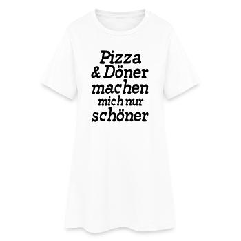 Pizza und Döner Fast Food Fun lustig Geschenk - Frauen T-Shirt-Kleid - Weiß - Vorne