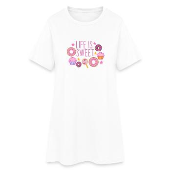 Das Leben ist süß - Frauen T-Shirt-Kleid - Weiß - Vorne