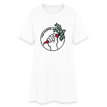 Vegan - Frauen T-Shirt-Kleid - Weiß - Vorne