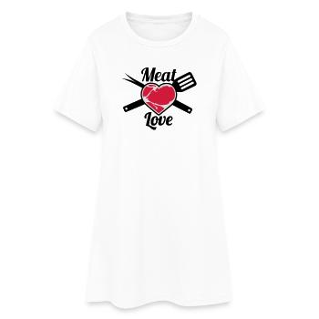 Meat Love | Fleisch Herz | Heart - Robe T-shirt Femme - blanc - Devant