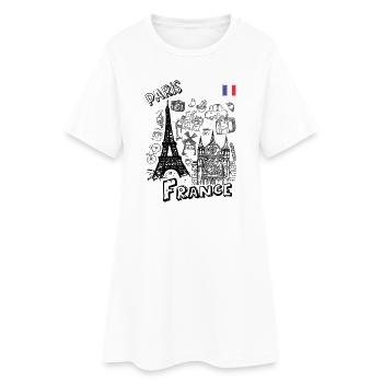Croquis de vie parisien Doodle - Robe T-shirt Femme - blanc - Devant
