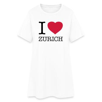 I LOVE ZURICH Zürich - Frauen T-Shirt-Kleid - Weiß - Vorne