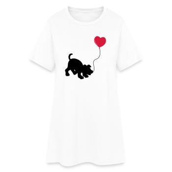 hund mit Luftballon - herz doglover - Kindermotiv - Frauen T-Shirt-Kleid - Weiß - Vorne