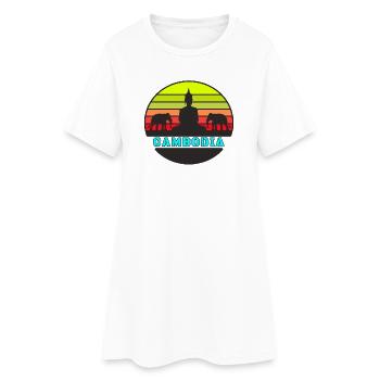 Cambodge / Bouddha / Éléphant / Cadeau - Robe T-shirt Femme - blanc - Devant