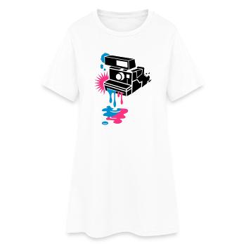 Instant camera - color drips out - - Women’s T-Shirt Dress - white - Front