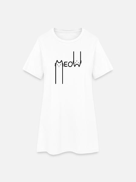 Katze - Frauen T-Shirt-Kleid - Weiß
