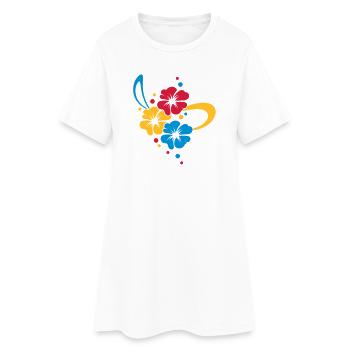 Flower Bouquet with ribbon - Women’s T-Shirt Dress - white - Front