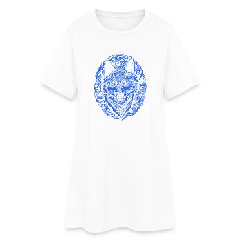 Wolf - Frauen T-Shirt-Kleid - Weiß - Vorne