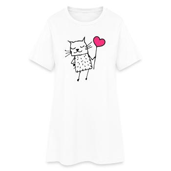 Chat avec le coeur: Amour - Robe T-shirt Femme - blanc - Devant