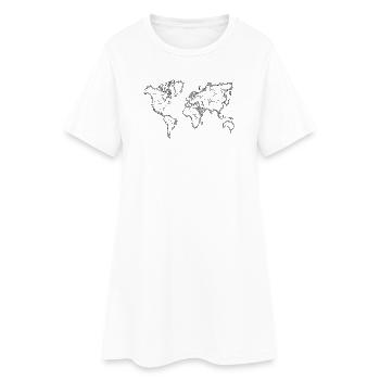 Carte du monde – Croquis de voyage dessiné à la main - Robe T-shirt Femme - blanc - Devant