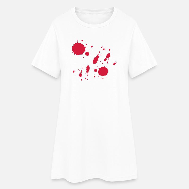 Red Paint Splashes Abstract Pattern - Women’s T-Shirt Dress - white