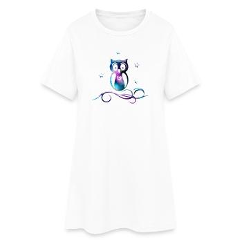 Chouette Galaxy avec étoiles, coeur et tribal - Robe T-shirt Femme - blanc - Devant