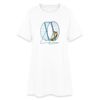 Hamster dans le vélo de fitness - Happy round - Robe T-shirt Femme - blanc - Devant