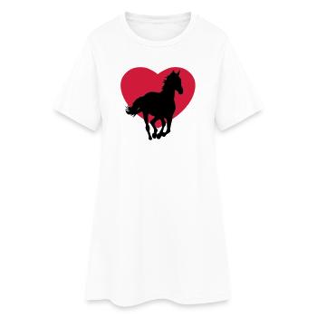 I love horses - J'adore les chevaux - Robe T-shirt Femme - blanc - Devant