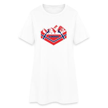 Norvège Montagnes / Élan cadeau de drapeau - Robe T-shirt Femme - blanc - Devant