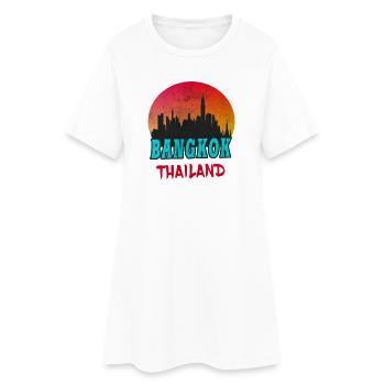 Bangkok Skyline / Thailand Geschenk Vintage Retro - Frauen T-Shirt-Kleid - Weiß - Vorne