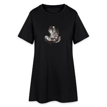 Norwegische Waldkatze - Frauen T-Shirt-Kleid - Schwarz - Vorne
