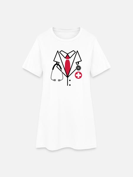 Doktor, Doktor Kostüm - Frauen T-Shirt-Kleid - Weiß