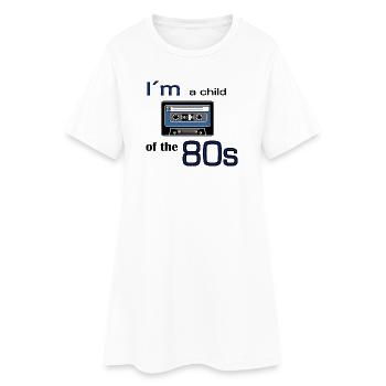 I'm a child of the eighties Kassette Tape - Frauen T-Shirt-Kleid - Weiß - Vorne