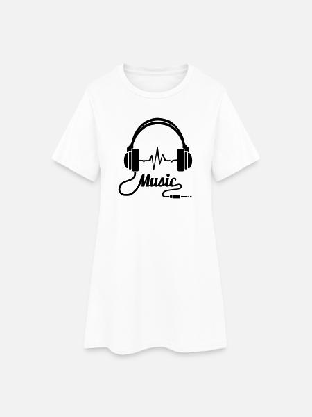 Écouteurs de musique! - Robe T-shirt Femme - blanc