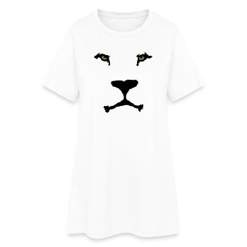Löwen Gesicht - Frauen T-Shirt-Kleid - Weiß - Vorne