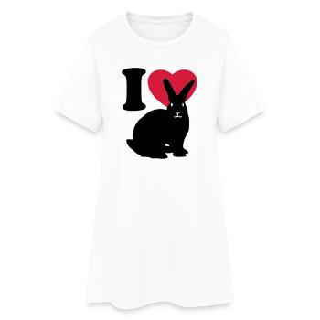 I love rabbits - Ich liebe Kaninchen. - Frauen T-Shirt-Kleid - Weiß - Vorne